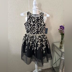 Tommy Hilfiger Black Dress with Ivory Floral Embroidery